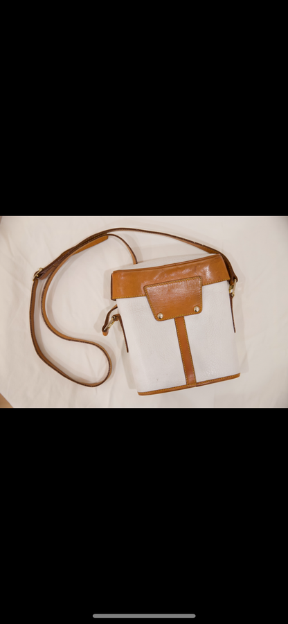 White Leather Satchel with Shoulder Strap