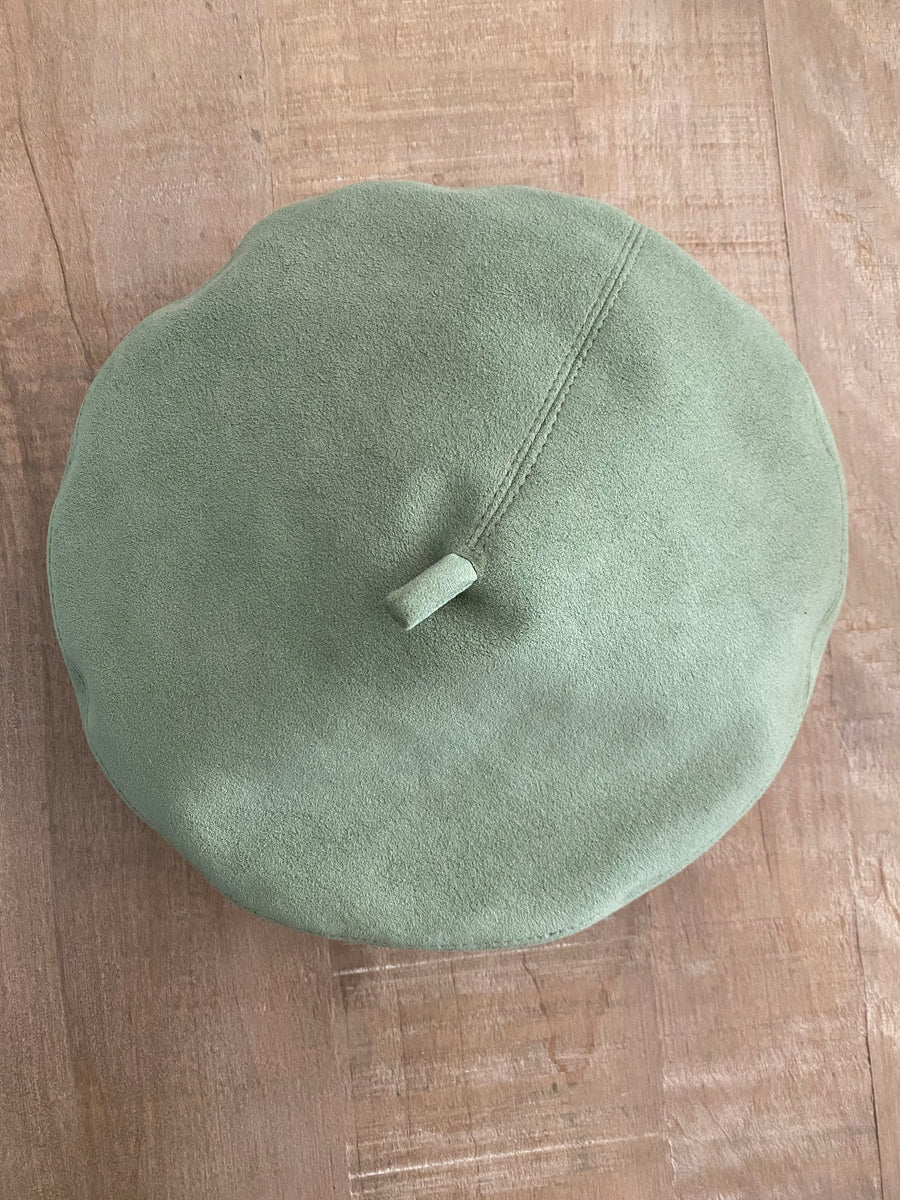 Faux suede green beret