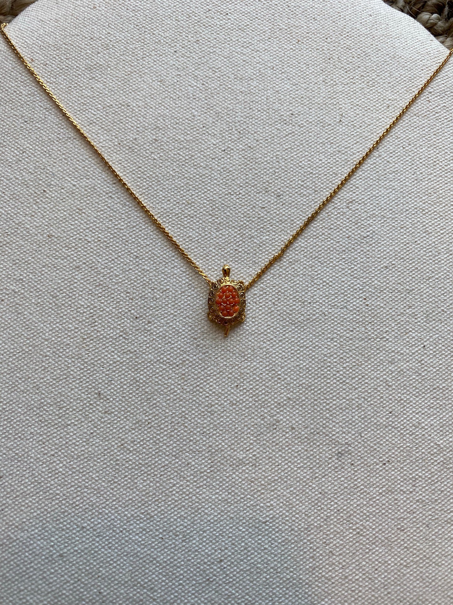 Red Beaded Turtle Necklace