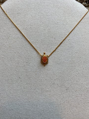 Red Beaded Turtle Necklace