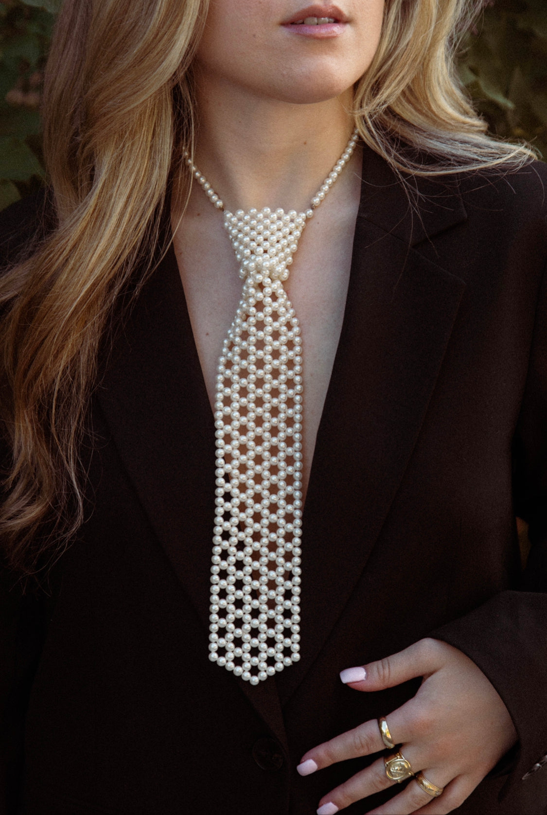 Pearl Tie Necklace, 1980's