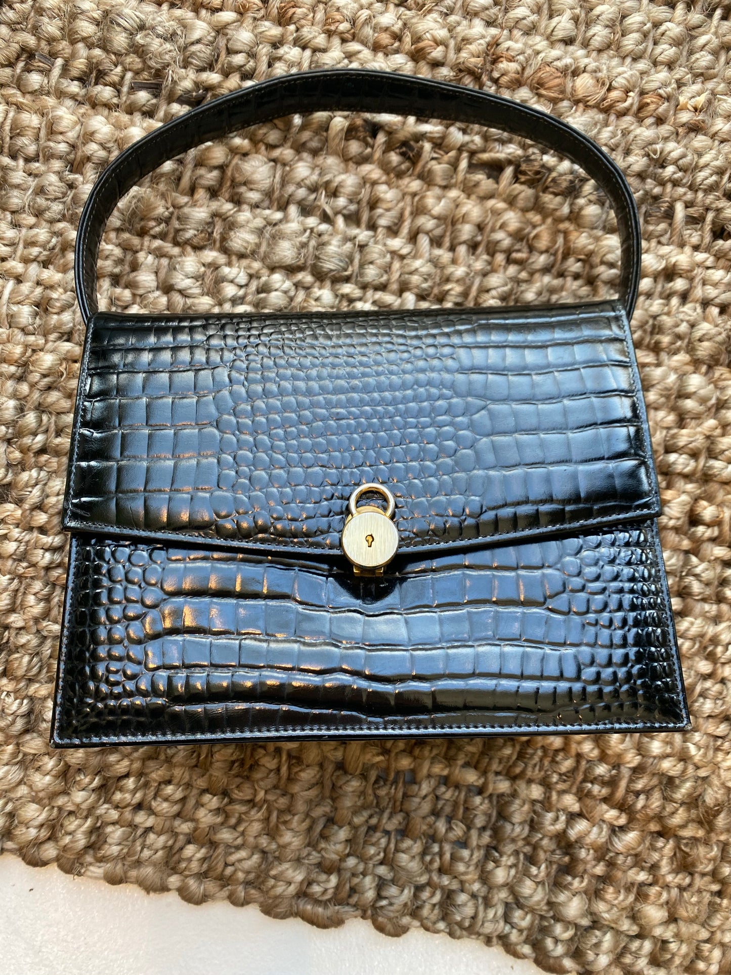 Black Lock and Key Enclosure Handbag