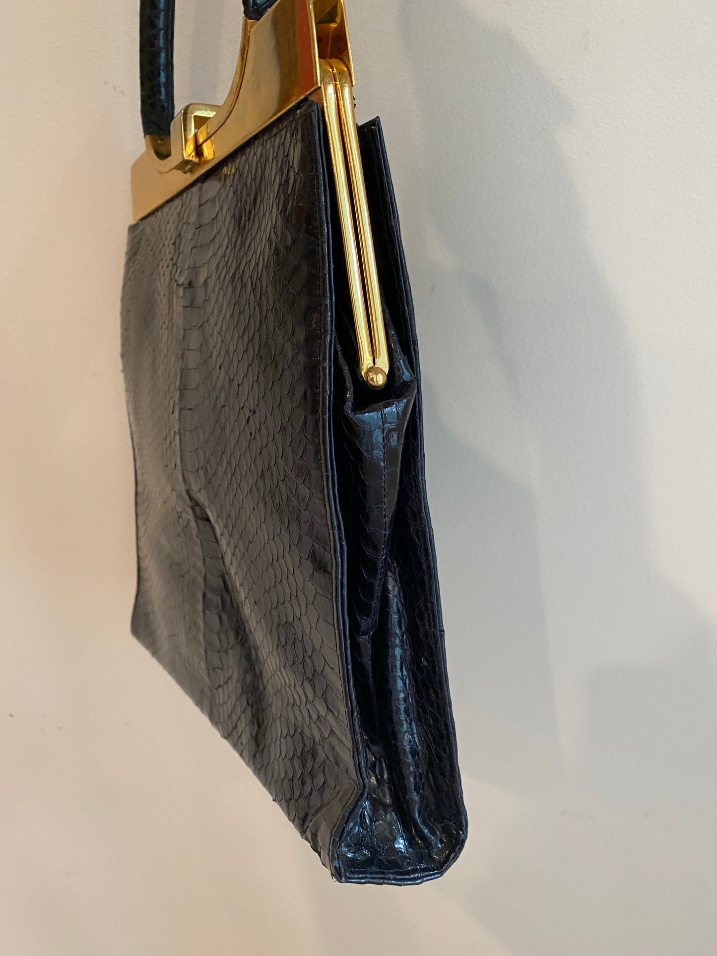 Black Lee Kee Croc Bag, 1950's
