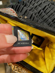 Fendi, Rhinestone Black Satin Clutch, 8