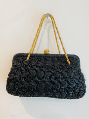 Black Raffia Purse