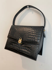 Black Lock and Key Enclosure Handbag