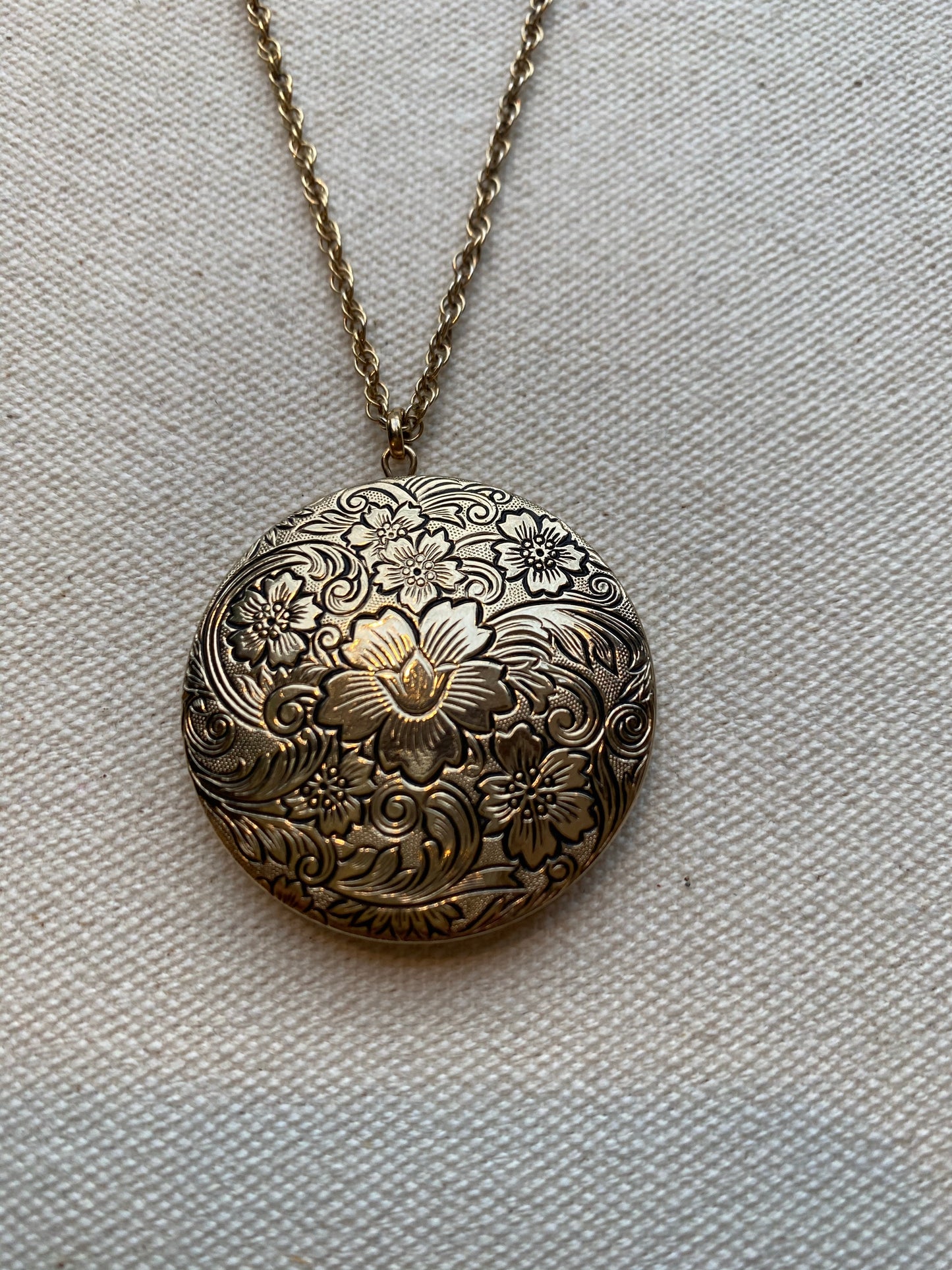 Floral Gold Filled Locket Necklace