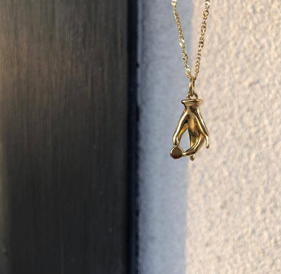 Gold Plated Dainty Hand Necklace