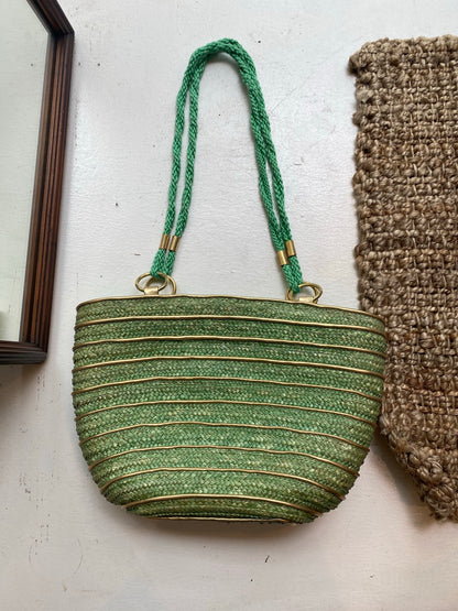 Green wicker bag