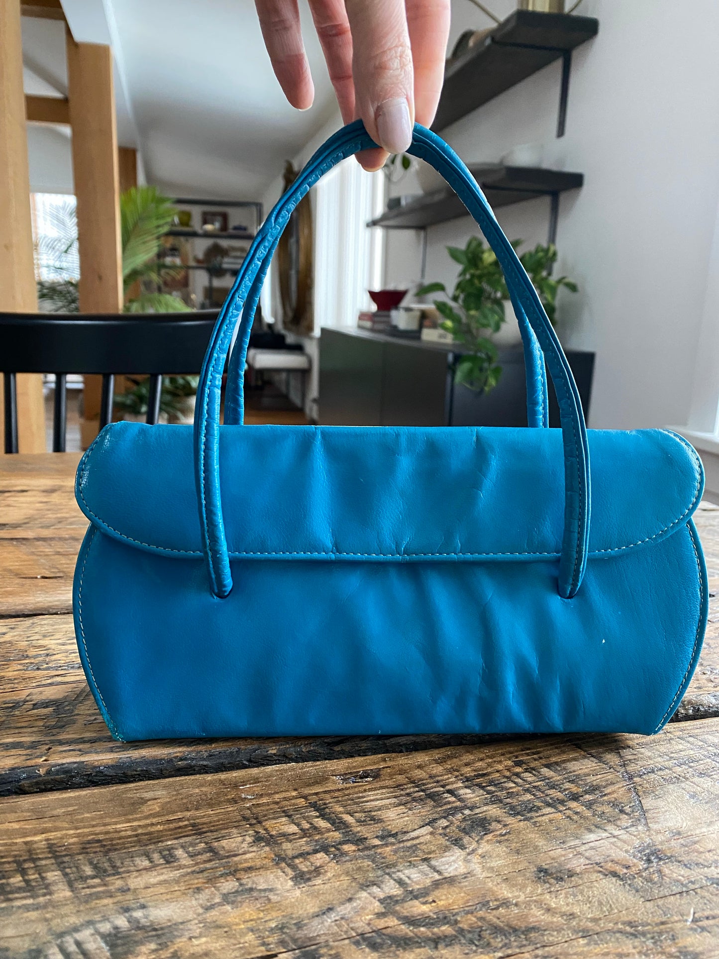 Little blue leather handbag, 1960's