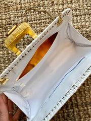 White Wicker Bag with Chain Strap