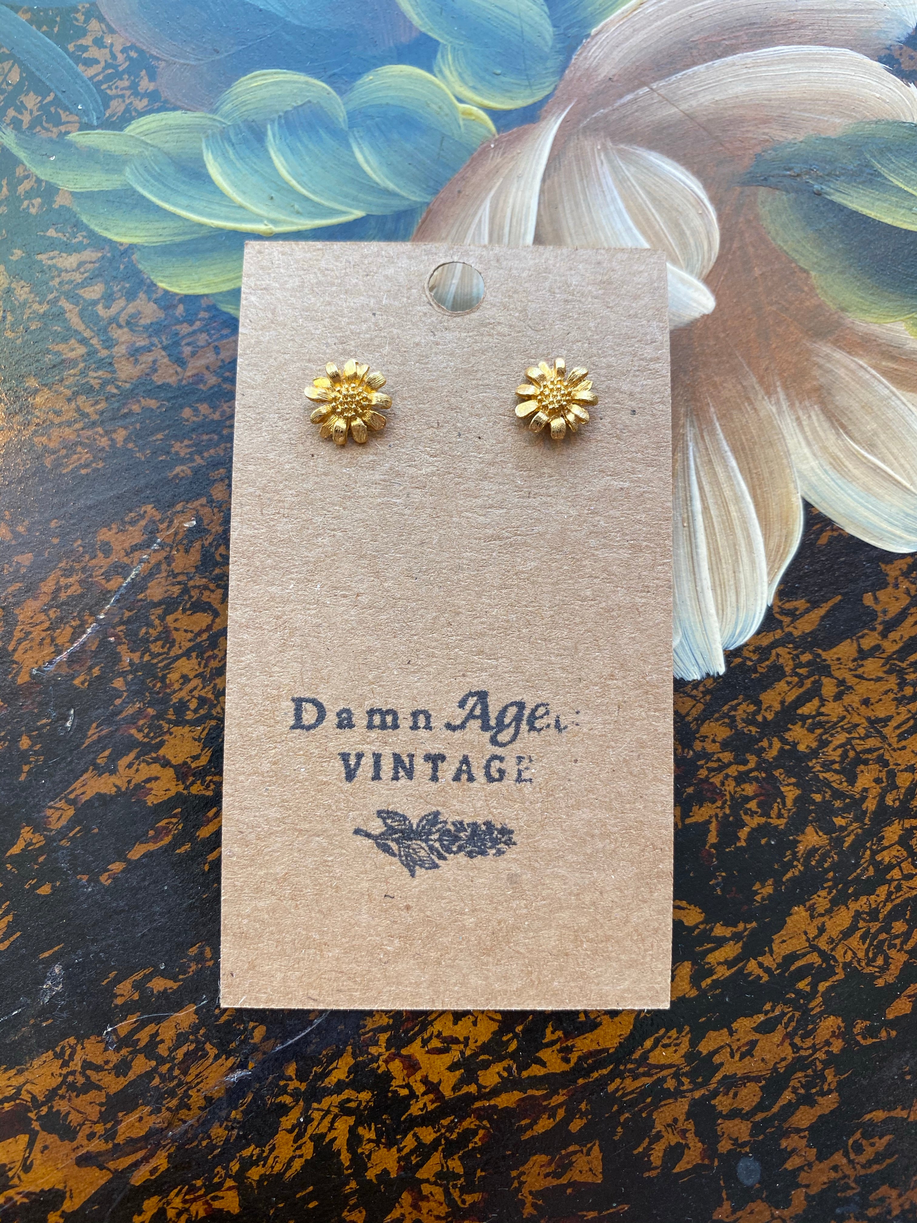 Gold Sunflower Earrings