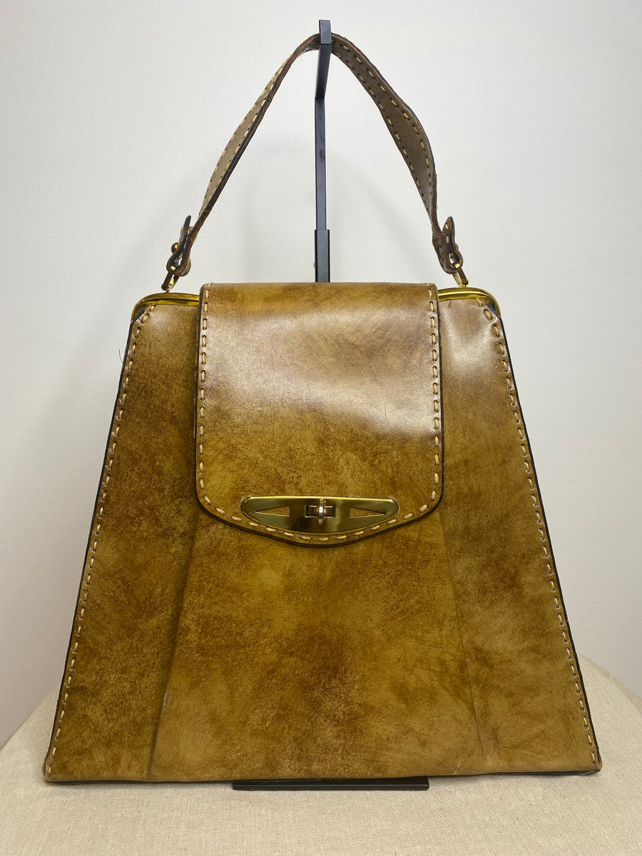 Brown Leather Mirror Bag, 1960's