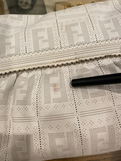 Fendi, Chef Flap Bag Perforated Zucca Leather Handbag, 3