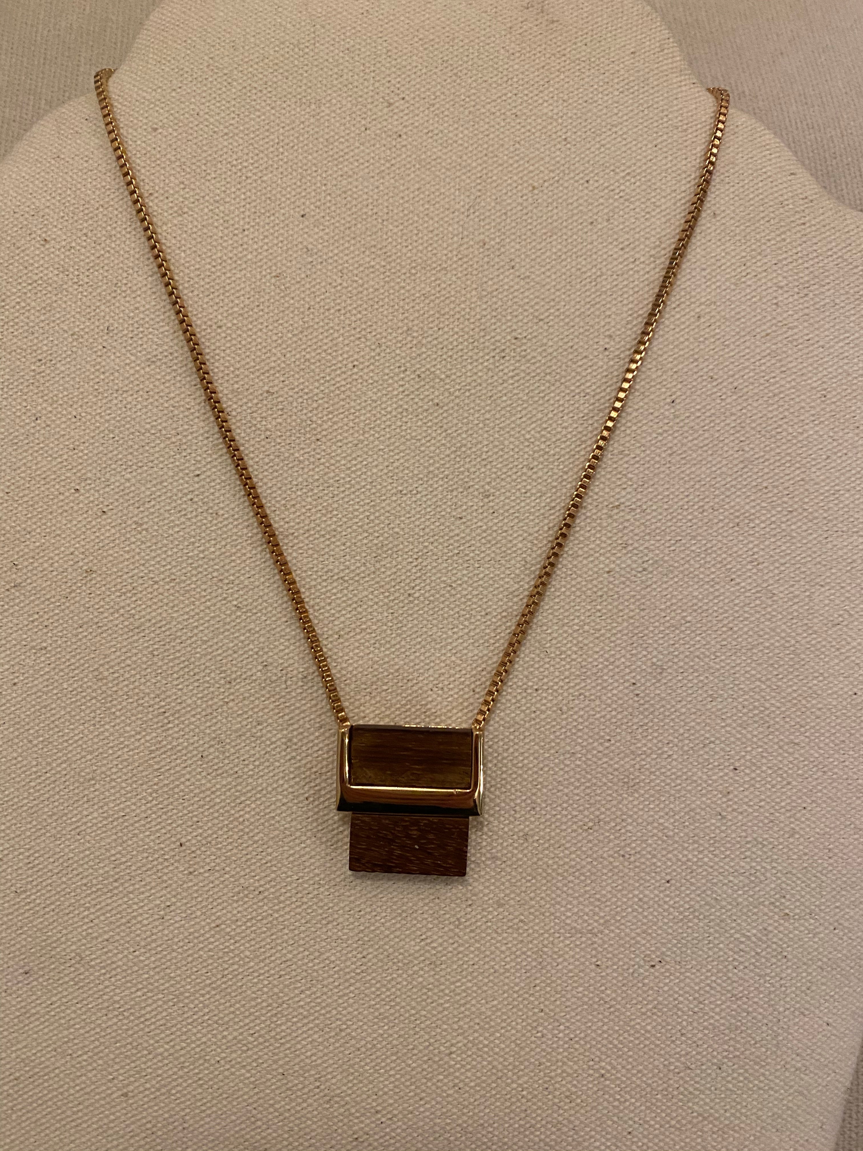 Rose gold and wood necklace, 1970’s