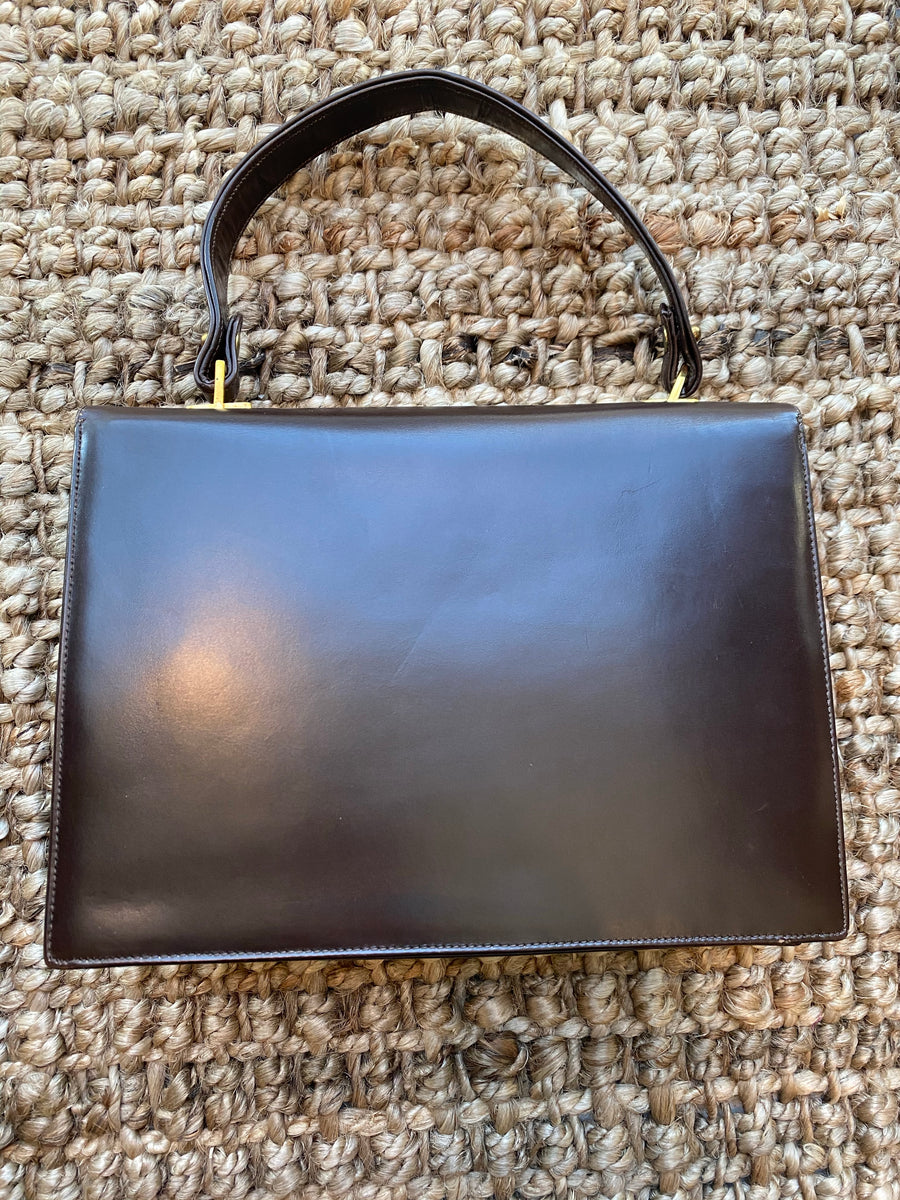 Brown Gold Belt Buckle Handbag