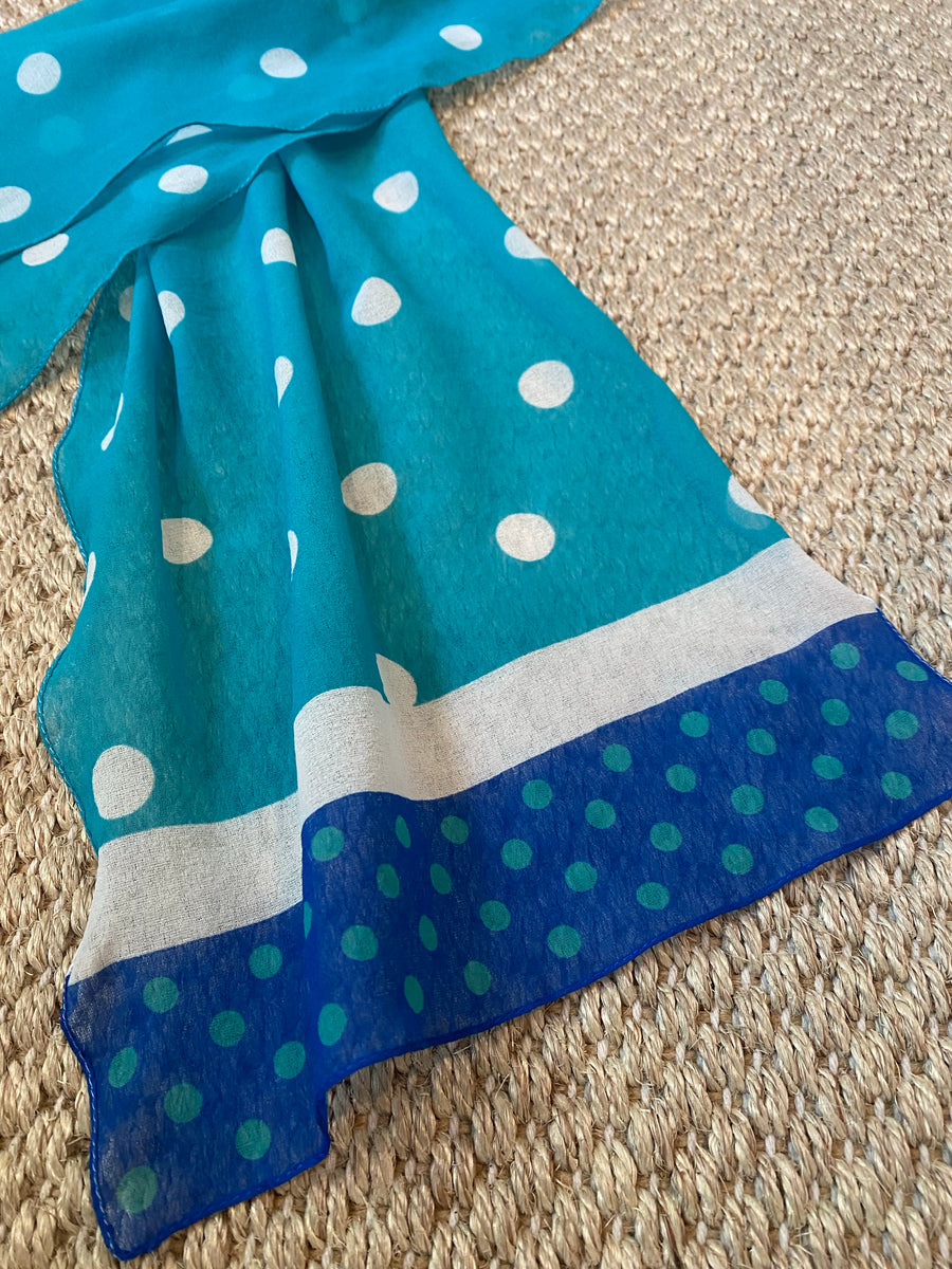 Blue Polka Dot Scarf