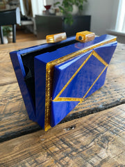 Royal Blue & Gold Box Clutch, 1960's