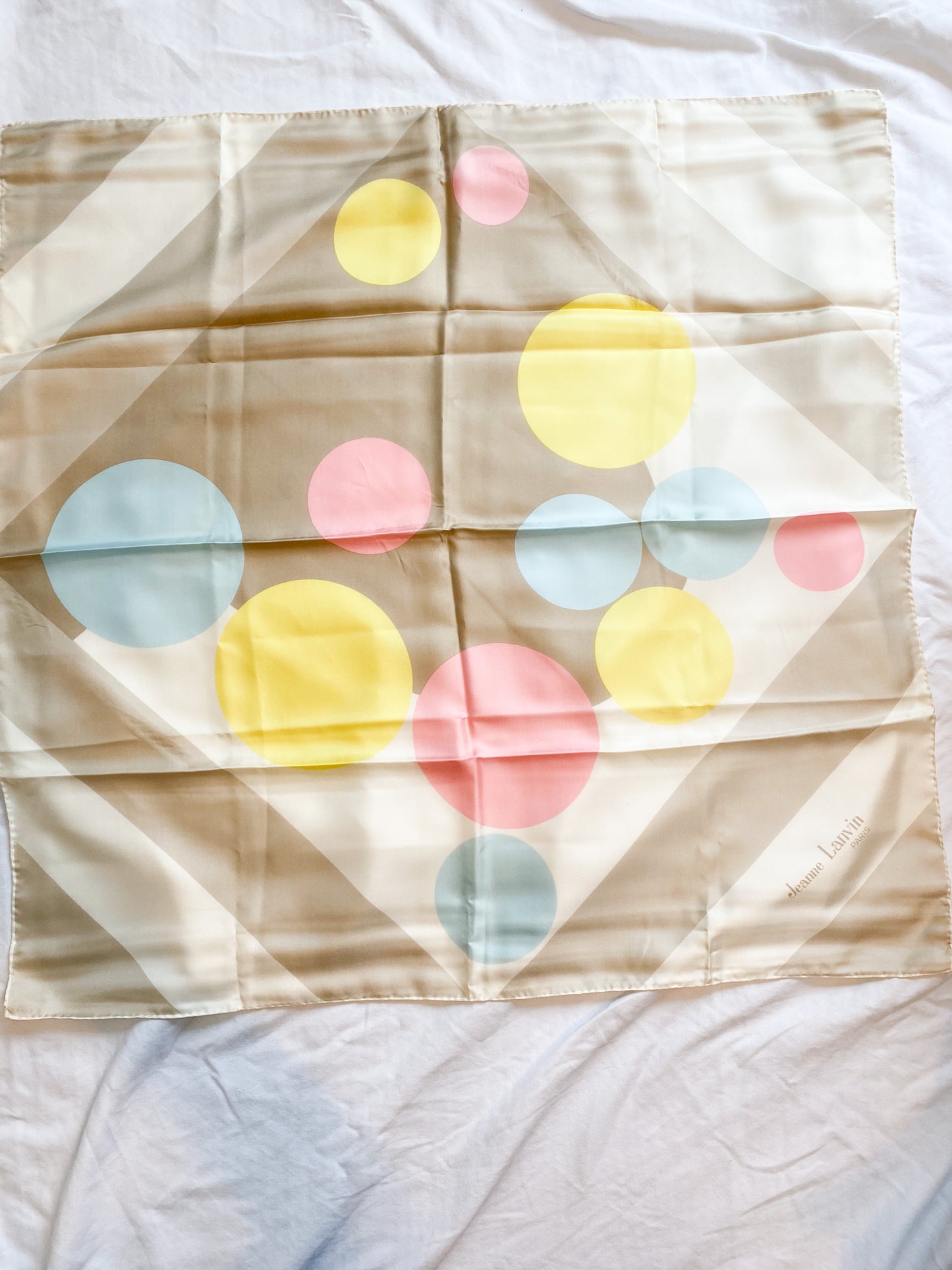 Pastel Polka Dot Vintage Scarf, 1960's