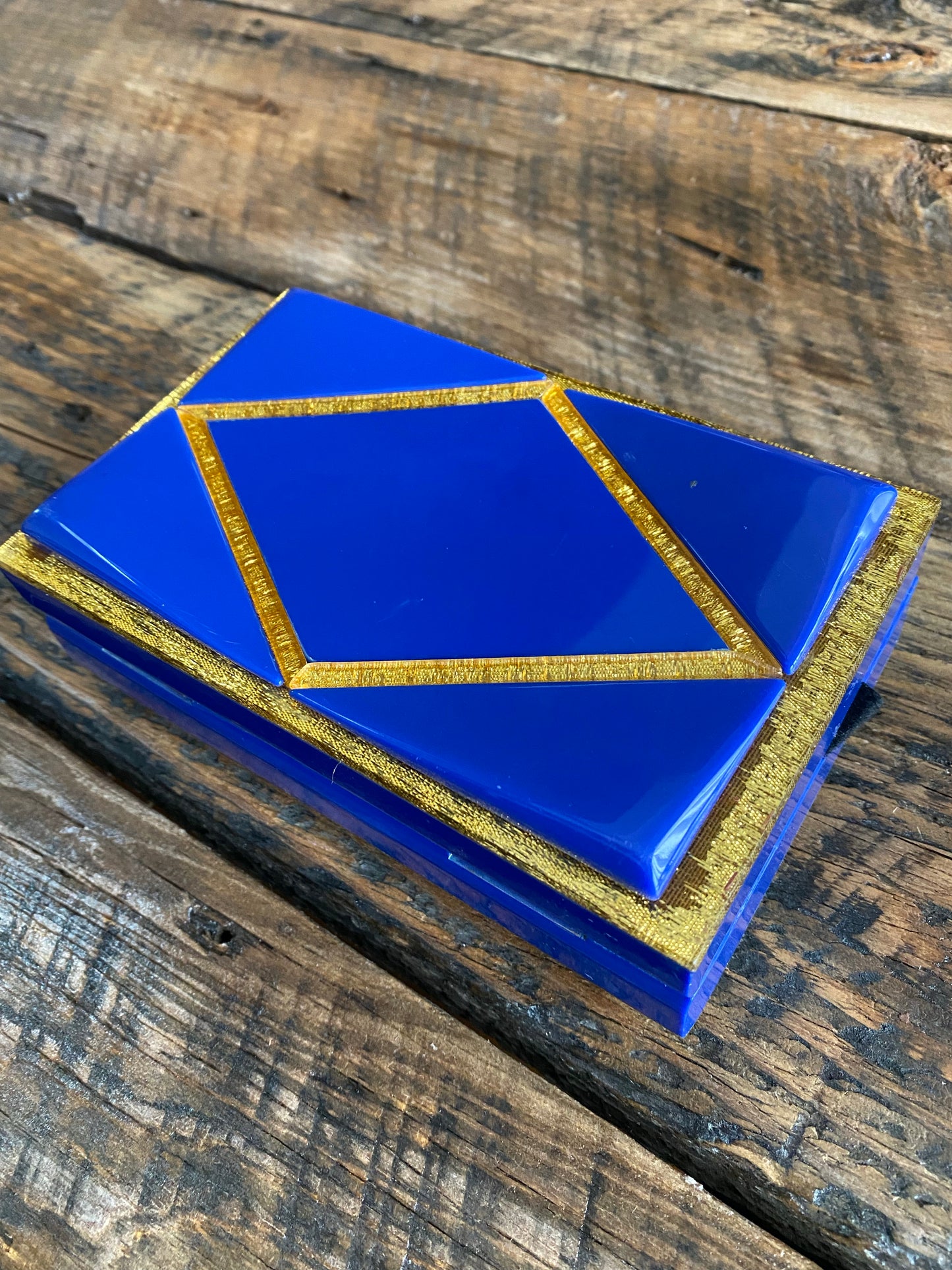 Royal Blue & Gold Box Clutch, 1960's