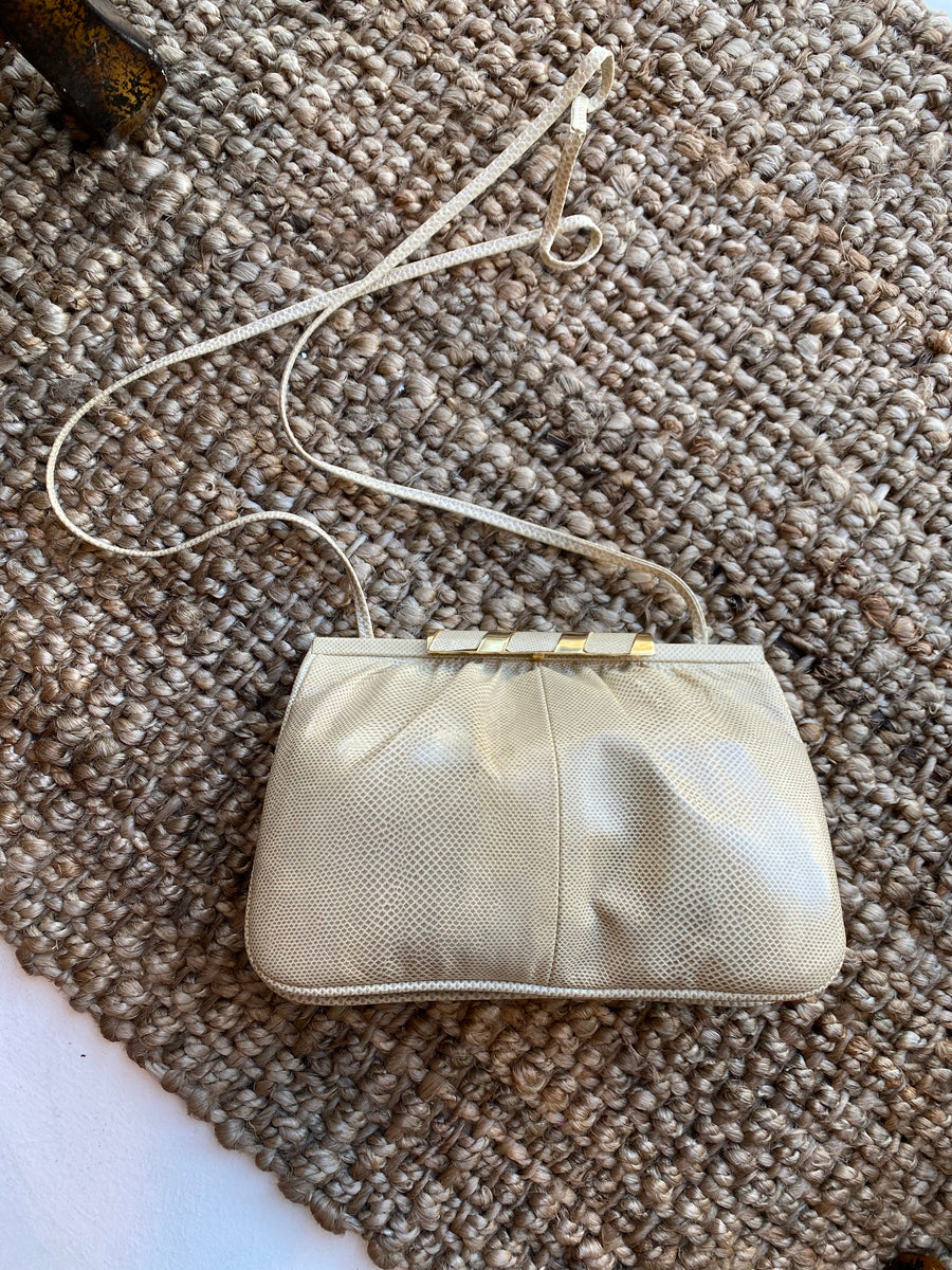 Vintage Susan Gail beige snakeskin clutch