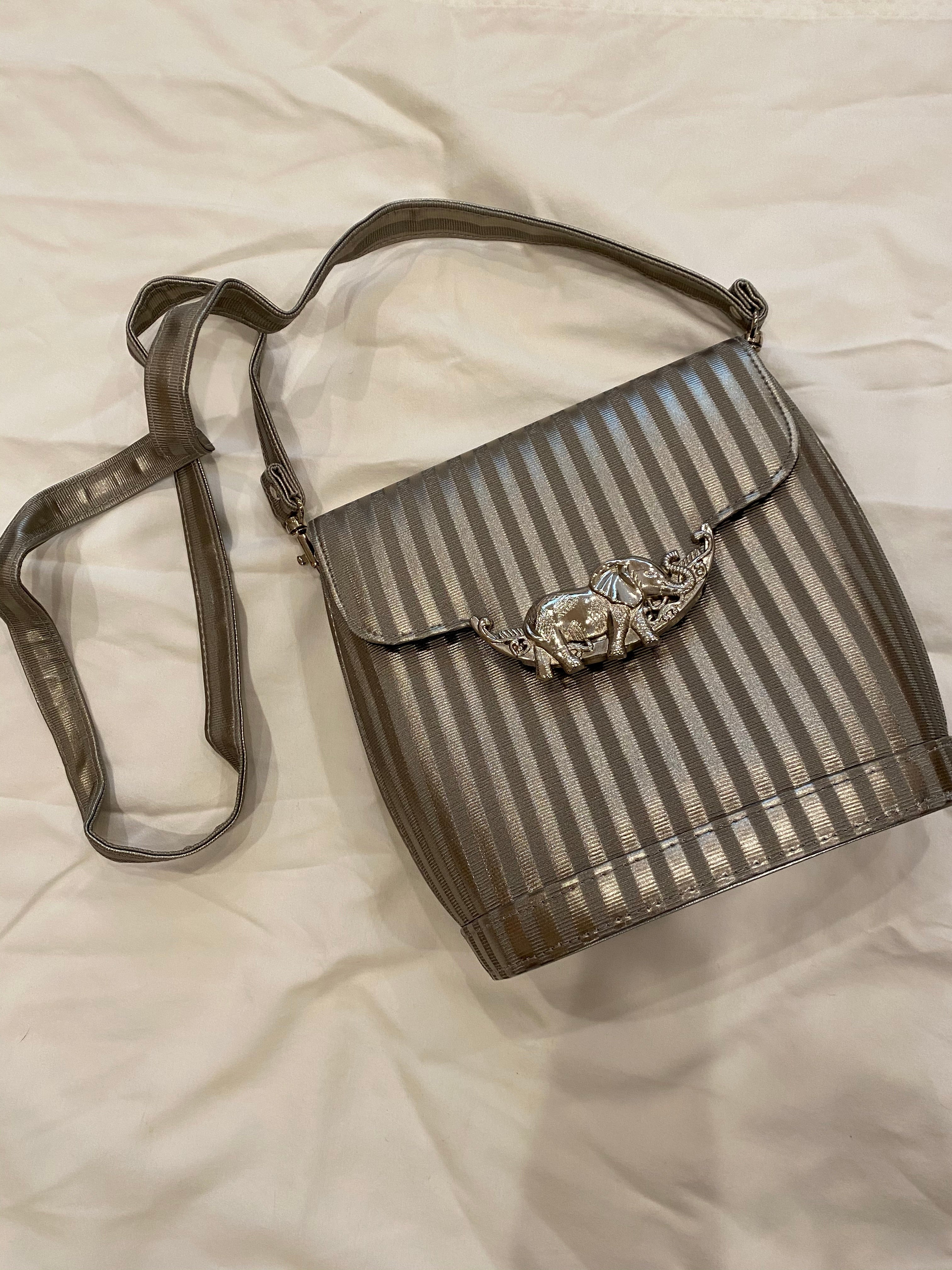 1970's Silver Stripe Elephant Purse