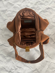 B Altman brown ultra suede snap purse, 1950's