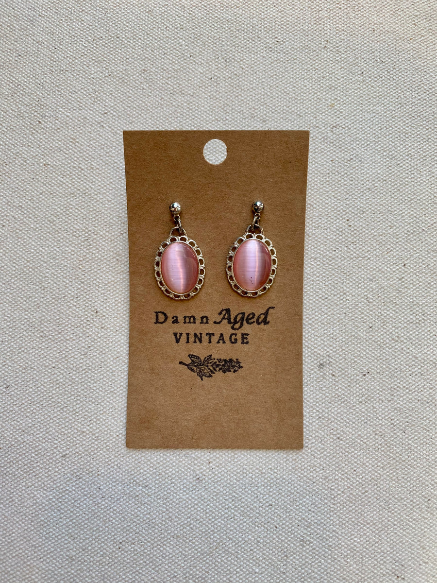 Pink Gem Drop Earrings