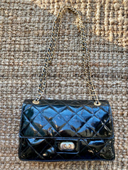 Black Patent Leather Quilted Bag