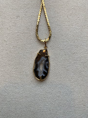 Banded Agate with Druzy Center Necklace