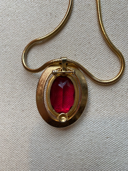 Deep Pink Gem Necklace, 1970's