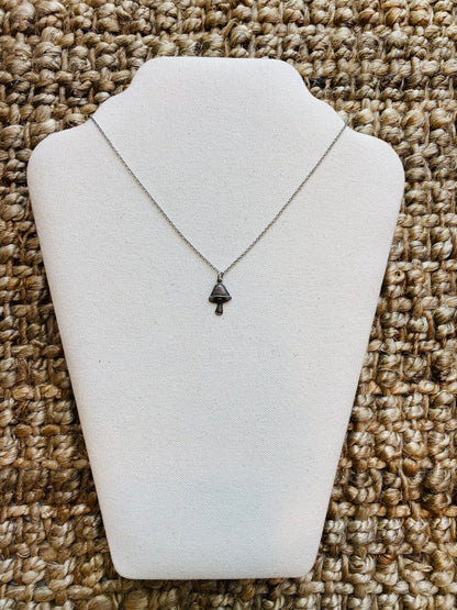 Silver Mushroom Necklace