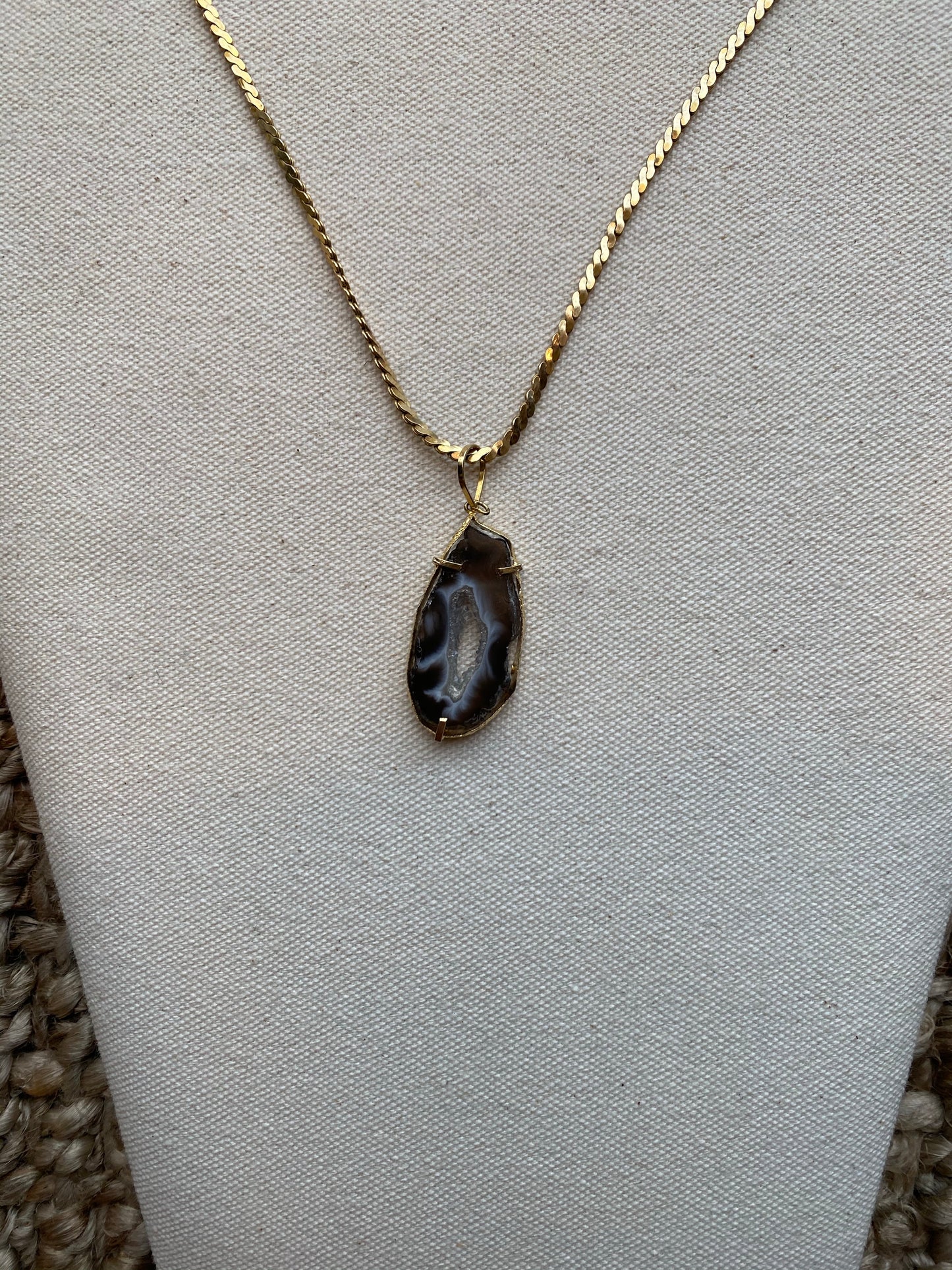 Banded Agate with Druzy Center Necklace