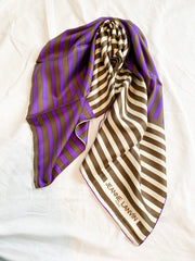 Purple Stripe Black and White Vintage Scarf, 1960's