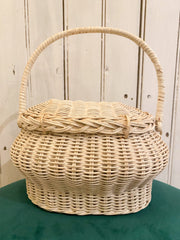 Mini White Picnic Basket Handbag