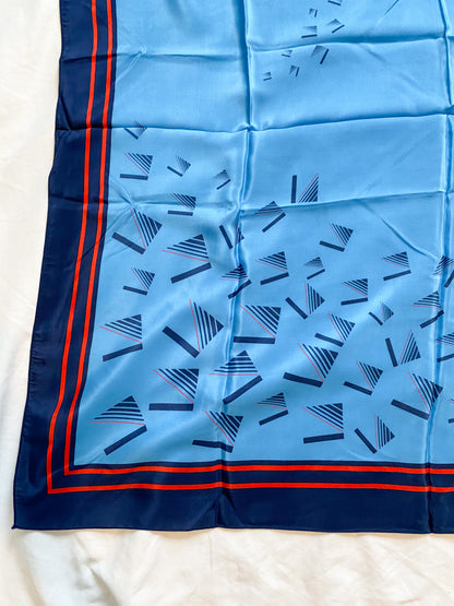 Abstract blue and red vintage scarf, 1970's