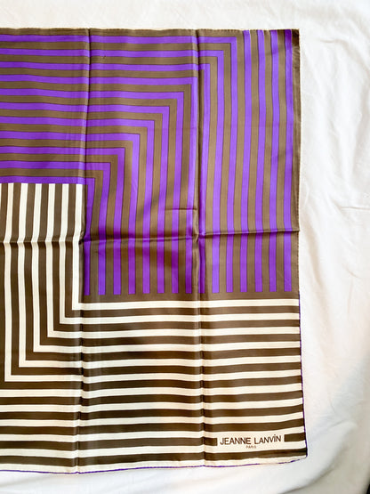 Purple Stripe Black and White Vintage Scarf, 1960's